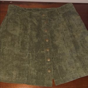 Olive green cord skirt